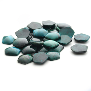 Großhandel Natur Facettierte Bastel steine Cabochon Blau Malachit Kristall Edelstein Chrysokoll Perle - Product Image 3