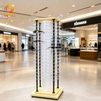 Support rotatif personnalisé pour lunettes, présentoir de sol en acrylique pour lunettes de soleil avec roulettes pour magasin d'optique