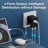 Adaptateur de voyage multi-prises Wontravel 2500W AC Type D avec chargeur USB PD 25W et chargeur de montre