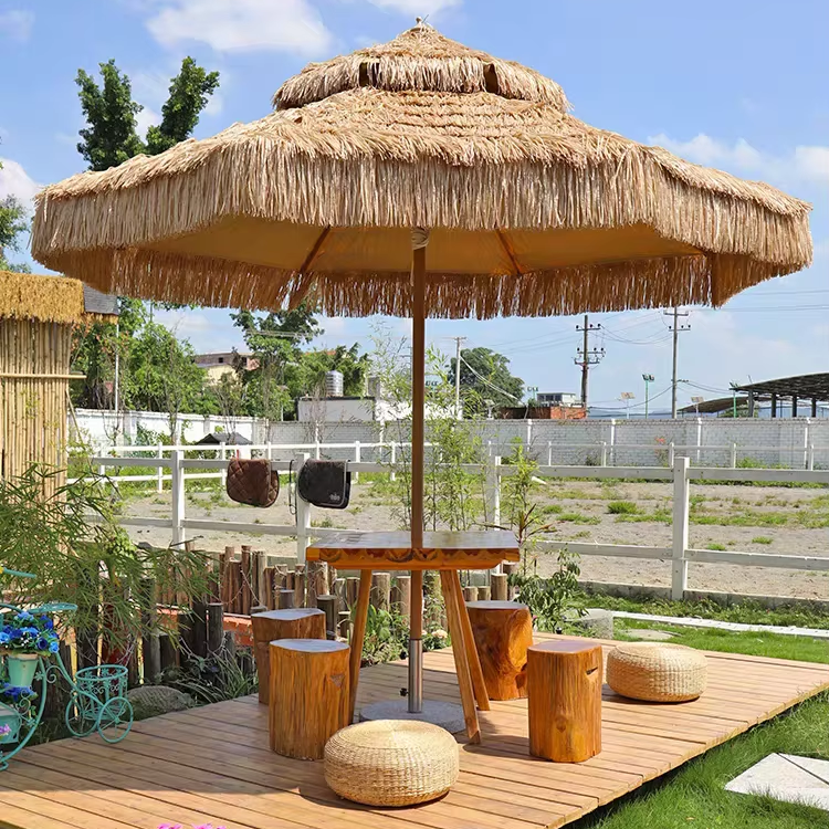 hula patio umbrella Tangkula 9.5 ft Cantilever Tiki Thatch product weighs 5.36 lbs same fabric carry bag 6.5FT Tiki Patio Umbrella with