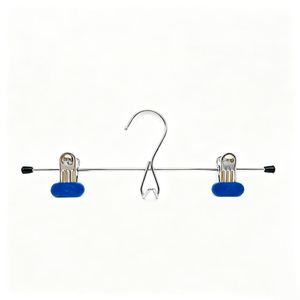 Metal Clip Pant Skirt Hanger With 2 Clips Space Saving Storage Clothes Organizer Hook Type Rectangle Shape PP Material - Product Image 5