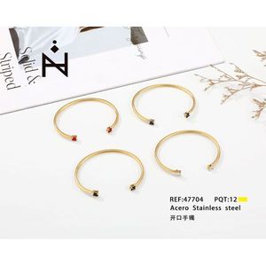 Bracelet ouvert en acier inoxydable doré, réglable, tendance - Product Image 3