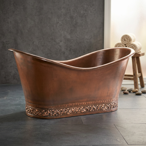 อ่างอาบน้ำทองแดงแบบตั้งพื้นพร้อมฐานแบบมีกระโปรง - งานฝีมืออินเดีย - Product Image 3