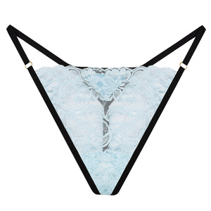 Tanga de encaje floral transparente para mujer, con tirantes finos, de talle bajo, sexy, transpirable, para uso diario, venta al por mayor - Product Image 1