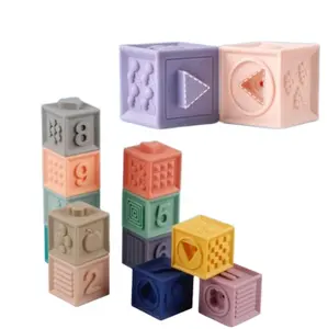 Giocattolo impilabile di nuova concezione in Silicone per bambini per bambini giocattoli educativi per bambini set di blocchi colorati in Silicone Unisex