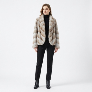 Abrigo Corto de Invierno Casual para Mujer, de Piel de Visón Finlandesa, Resistente al Viento, con Forro de Poliéster, Color <span class=keywords><strong>Chinchilla</strong></span> - Product Image 2