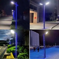 Lampadaire solaire en aluminium AC/DC IP65 à LED pour jardin, 0,6-6 m, éclairage extérieur paysager avec capteur de lumière