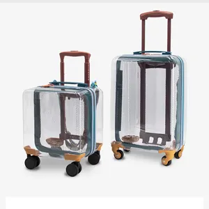 사용자 정의 로고 투명 어린이 트롤리 학교 가방 바퀴 어린이 만화 여행 가방 학생 자동차 트롤리 가방
