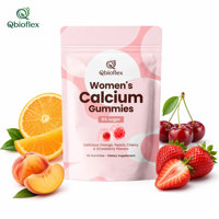 Qbioflex OEM Marque Privée Gommes de Calcium Liquides Sans Sucre pour Femmes Saveur Fraise Soutien Osseux Complément Alimentaire