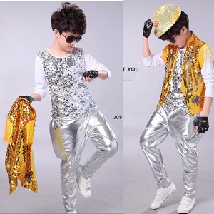 Ensemble 3 pièces Boys Ballroom Sequined <span class=keywords><strong>Modern</strong></span> <span class=keywords><strong>Jazz</strong></span> Hip Hop Dance Competition Costumes Kid Performance Stage wear Dancing Outfit - Product Image 5
