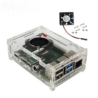 Nouvelle coque de protection transparente en acrylique pour carte de développement Raspberry Pi 4B avec dissipateur thermique et ventilateur