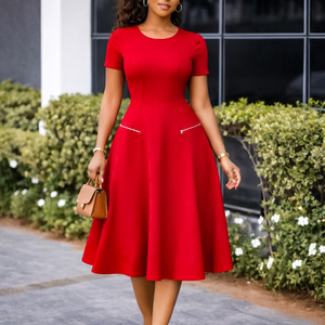 PASUXI Abito Lungo da Donna Sexy Monocolore per Ufficio, Vestito Aderente a Maniche Corte, Abiti Estivi da Sera per Donna, Vendita all'Ingrosso - Product Image 2