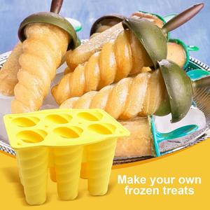 Molde de silicona ecológico de 6 cavidades en espiral para paletas de helado, molde de helado DIY de verano, delicias congeladas caseras - Product Image 4