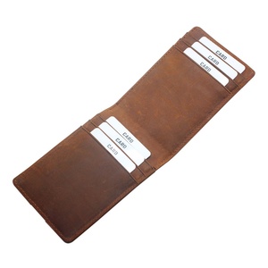 Luxury Handmade Crazy Horse Leather Front Pocket Easy Access Credit <b>Wallet</b> Thin Slim Minimalist Full Grain Leather Card Holder - Product Image 5