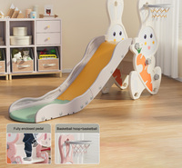 Ensemble de toboggan et de balançoire pour tout-petits, toboggan pour enfants avec panier de basket-ball, fosse à balles, aire de jeux intérieure et extérieure pour tout-petits