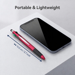 <span class=keywords><strong>Penna</strong></span> a Sfera Multicolore 4 in 1 con Punta Stylus, Clip in Metallo, Inchiostro Nero Blu Rosso Verde 1.0mm 0.7mm, Logo Personalizzato, Regalo <span class=keywords><strong>per</strong></span> Ufficio - Product Image 6