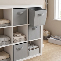 Boîte de rangement pliable en tissu non tissé avec poignée, bac de rangement pliable pour vêtements, chaussures, maison