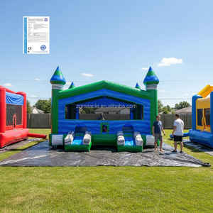 Castillo Hinchable Comercial Doble Entrada con Obstáculos Internos y Aro, Jumper Gigante para Eventos Exteriores - Product Image 1