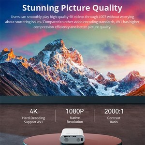L007a Android 11 Wifi 6 4000 Lumens HD Monolithic LCD Máy Chiếu Văn Phòng Rạp Hát Tại Nhà Máy Chiếu Hỗ Trợ 4K 1 + 8G (CE) - Product Image 4