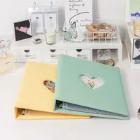 Classeur à anneaux A4 pour photocartes, en cuir PU avec découpe en forme de cœur, porte-photos de 3 pouces, grand album photo, livre de collection de photos d'idols coréens