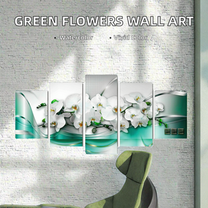 Prix Fabricant Fleurs Vertes 5 Pièces Impression HD <span class=keywords><strong>Paysage</strong></span> Moderne Aquarelle <span class=keywords><strong>D</strong></span>écoration Murale pour la Maison - Product Image 4