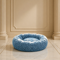 Lit pour animaux de compagnie rond écologique en forme de donut, ultra doux, en peluche longue et moelleuse, pour chat et chien, amovible, lavable, portable, canapé-lit shaggy pour animaux de compagnie