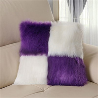 Coussin carré géométrique en peluche, design patchwork, en fibre de polyester douce, personnalisable pour salon/hôtel, style européen et américain