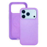 Étui de téléphone magnétique doublé en microfibre douce violet litchi, coque de protection antichoc durable compatible avec iPhone 15 à 17 Pro