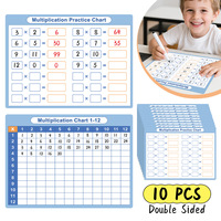 Tableaux de Multiplication Effaçables Recto-Verso Format A4 (10 Unités) pour la Pratique Orale et l'Amélioration des Compétences Mathématiques - Vente Flash