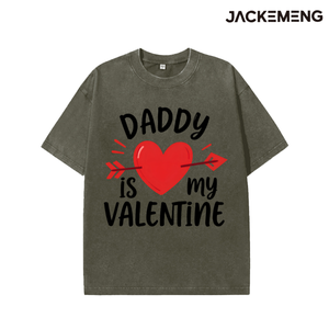 T-shirt en coton oversize délavé avec imprimé « Daddy Is My Valentine », style streetwear rétro, pour usage quotidien décontracté, vente en gros depuis l'entrepôt américain - Product Image 6