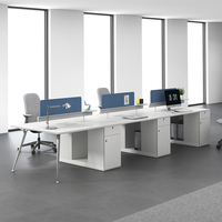 Poste de travail modulaire pour 6 personnes, mobilier de bureau flexible avec cloison et armoire en bois durable
