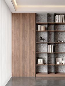 Estantería Italiana Minimalista de Pared Completa, Abierta y Cerrada, con Almacenamiento, Melamina <span class=keywords><strong>Blanca</strong></span> Mate, para Sala de Estar, Dormitorio, Escuela, Estudio, Oficina en Casa - Product Image 2