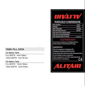 ALITAIR <span class=keywords><strong>Pneumatique</strong></span> DC12v 200Psi 485C 480C 444C <span class=keywords><strong>Compresseur</strong></span> d'air portable chromé pour système de <span class=keywords><strong>suspension</strong></span> <span class=keywords><strong>pneumatique</strong></span> - Product Image 5