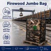 Sac en filet pour bois de chauffage 1000 kg, ventilé, en vrac, sac FIBC Jumbo, direct usine, traité anti-UV, réutilisable, robuste, Saco De Lena