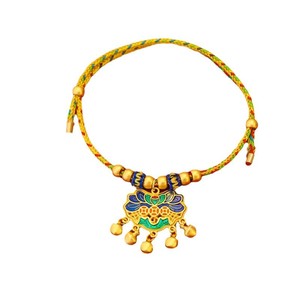 Collar de cuerda trenzada estilo chino para mascotas con colgante dorado, ajustable para gatos y perros pequeños, talla S M, adorno para el Festival de Primavera - Product Image 5