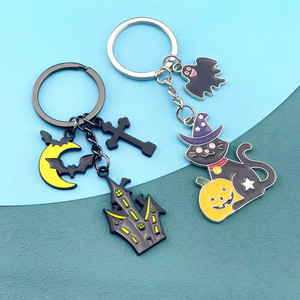 2023พวงกุญแจโลหะเคลือบรูปผีฮาโลวีนทำจากสังกะสีอัลลอยรูปฟักทองแม่มดปราสาทแมว - Product Image 4