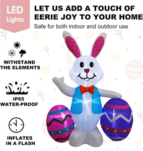 Conejo Inflable de Pascua Impermeable de 1.5 Metros con Decoraciones de Huevos, Luces LED Integradas, Decoración para Jardín y Exteriores - Product Image 5