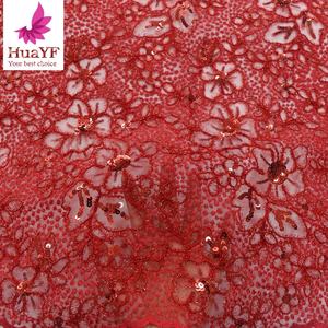 Cordones de red rojos populares con lentejuelas brillantes Malla suave bordada de alta calidad con lentejuelas para Aso Abi 2017 - Product Image 2