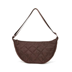 Sac bandoulière léger de style japonais, forme de dumpling, motif losanges, fermeture éclair, pour femme, usage quotidien, Printemps 2025 - Product Image 1