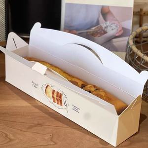 Boîte à emporter rectangulaire blanche haut de gamme personnalisée avec poignée pour baguette, pain, ciabatta, pain au levain, pain à la viande, pain roulé - Product Image 2