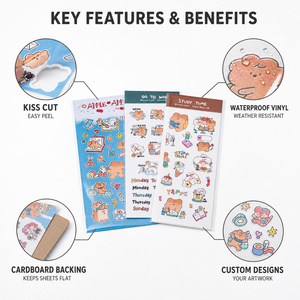 Adesivi in Vinile Personalizzati con Taglio Kiss Cut, Impermeabili ed Estetici, con Supporto in Cartoncino per Journaling e Scrapbooking - Product Image 2