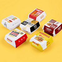 Boîtes d'emballage pour hamburgers en papier personnalisées, boîtes à hamburgers jetables en papier, contenants de qualité alimentaire pour la restauration rapide, boîte carrée