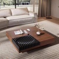 Table basse en bois massif de noyer noir d'Amérique du Nord pour petit appartement, design moderne et simple, rangement pour salon
