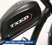 Vélo électrique TXED puissant, 26 pouces, 7 vitesses, pneus larges, 48V 500W, pour le tourisme