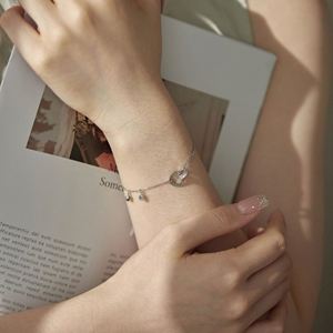 Dylam Elegant Stylish Design 925 Sterling Silver Rhodium 18K Gold Plated Link Chain Diamond Zirconia Pendant Interlock <b>Bracelet</b> - Product Image 6