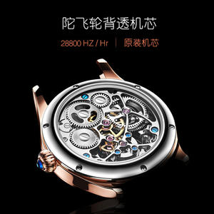 Montre mécanique à tourbillon squelette véritable avec logo personnalisé, luxe, saphir, acier inoxydable pour homme - Product Image 5