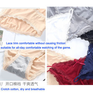 Tentación Crotchless Girls Panty Mujeres Entrepierna abierta G-string Tanga Mujer Ropa interior Transpirable <span class=keywords><strong>Bragas</strong></span> de encaje <span class=keywords><strong>Bragas</strong></span> florales - Product Image 2