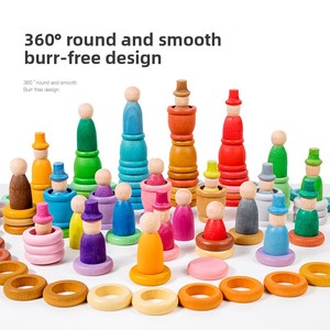 <span class=keywords><strong>Blocchi</strong></span> di Costruzione Rainbow Little Man <span class=keywords><strong>in</strong></span> <span class=keywords><strong>Legno</strong></span> Massello, Stile Waldorf, Dischi Colorati Primavera-Estate-Autunno-Inverno, Giocattolo Educativo - Product Image 3