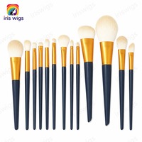 Pinceaux de maquillage professionnels personnalisés, vente en gros directe d'usine, ensemble de pinceaux pour les lèvres et les yeux, poignée en plastique, sac de voyage inclus, échantillon gratuit