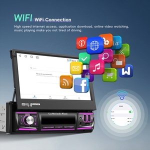 Podofo 7 ''1 DIN autoradio Android đài phát thanh xe 4 + 64 gam lật có thể thu vào màn hình cảm ứng không dây Carplay & Android Auto BT/Wifi/GPS USB - Product Image 2